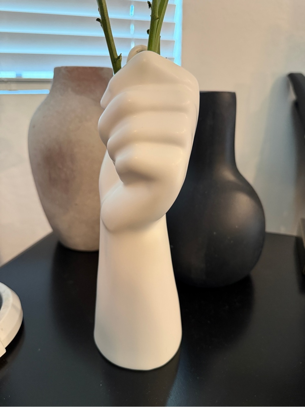✨World Market - Modern White Ceramic Hand Vase – Sculptural Home Accent - Picture 3 of 9